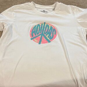 Adidas White Tee with Pink and Blue Logo